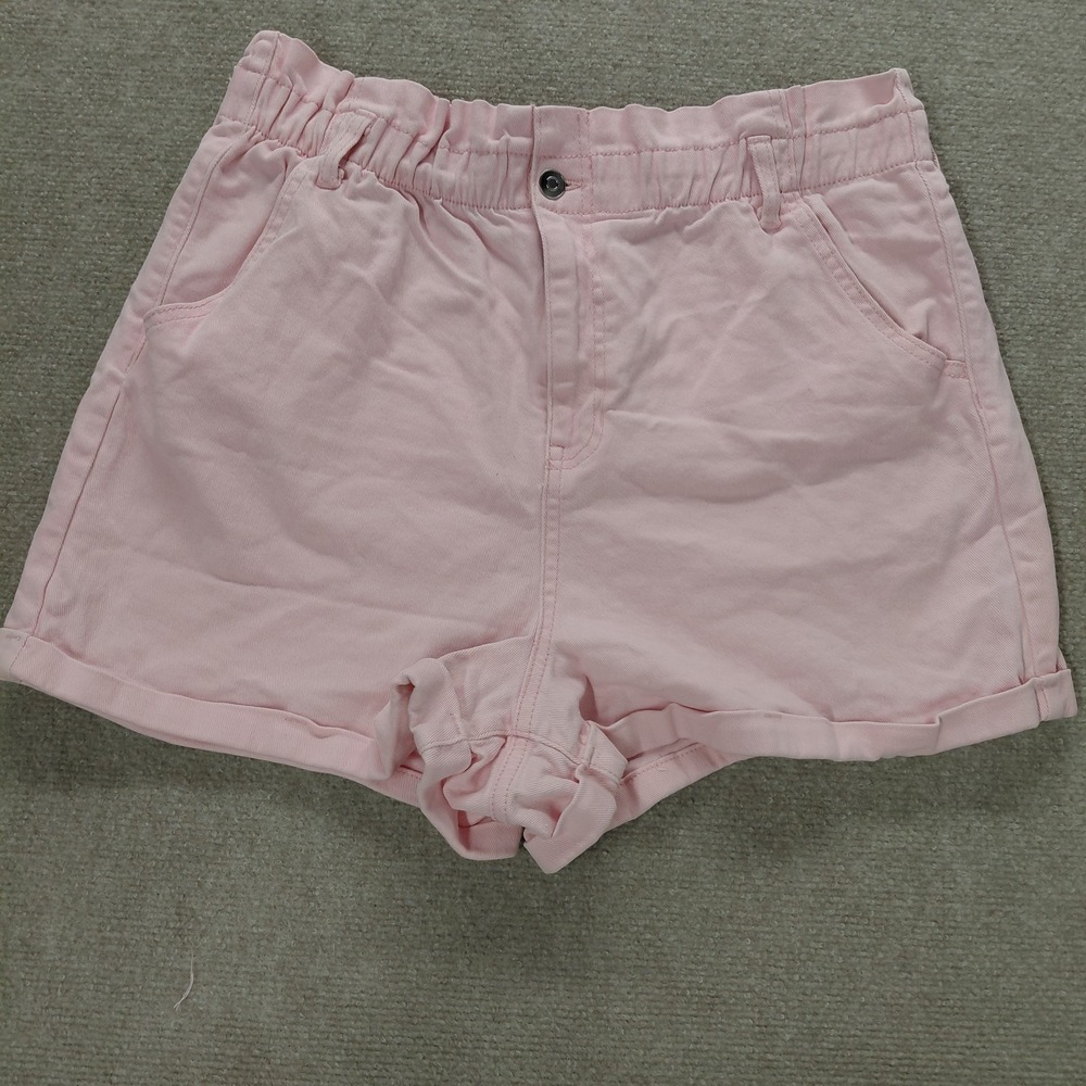 NOBO Womens Paperbag Pink Denim Jean Shorts Size XL 15/17 Relaxed 2.5" Inseam